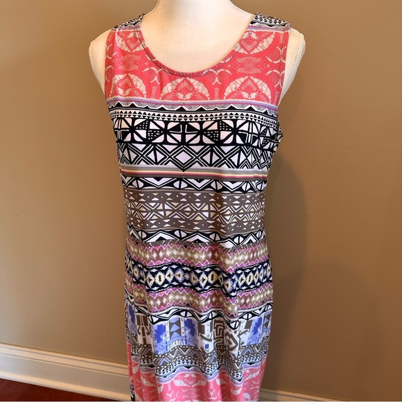 Chicos Multi Print Embellished Maxi Dress Size 1 - Picture 2 of 6